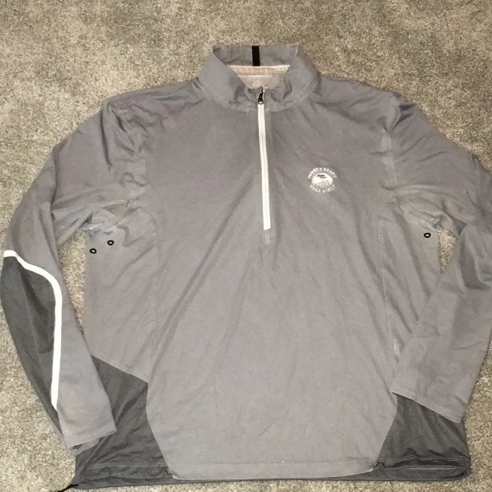 Worn out RLX Polo Ralph Lauren Pebble Beach 1919 Grey golf pullover wind shirt